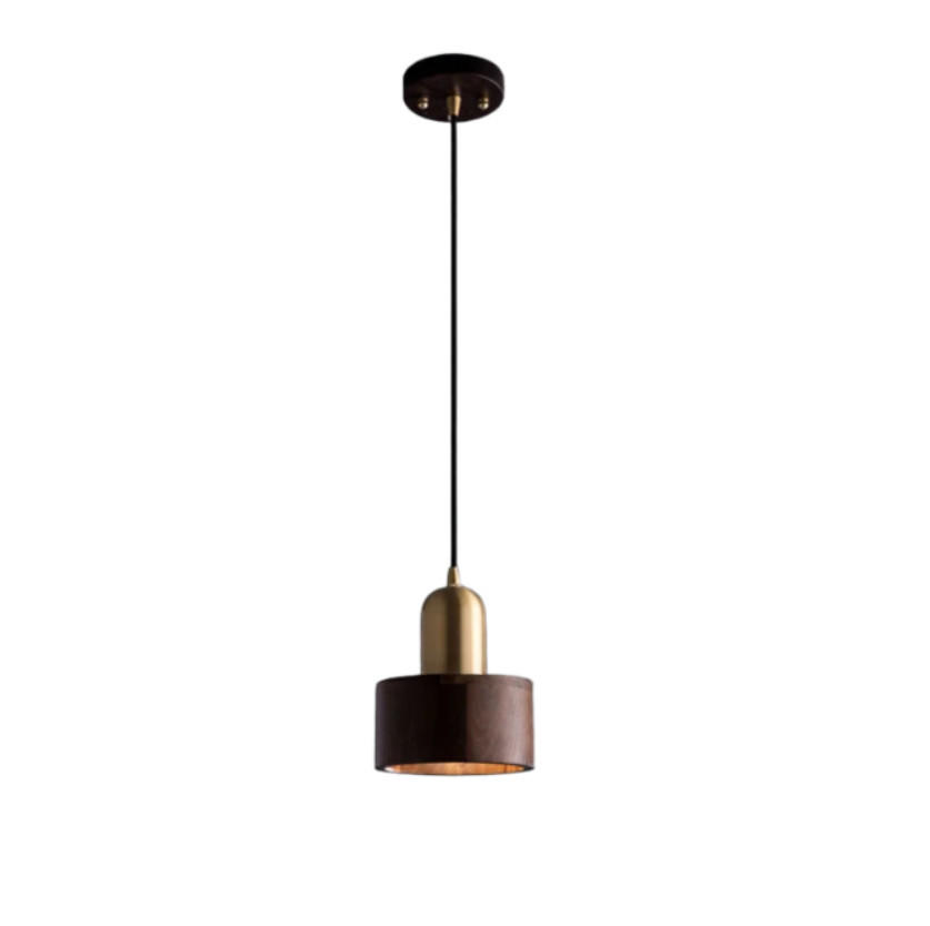 PENDELLEUCHTEN,HOLZ + Messing, 220 V, E27, 15 cm Durchmesser - Braun, Metall (15/15/20cm) - Weltevree