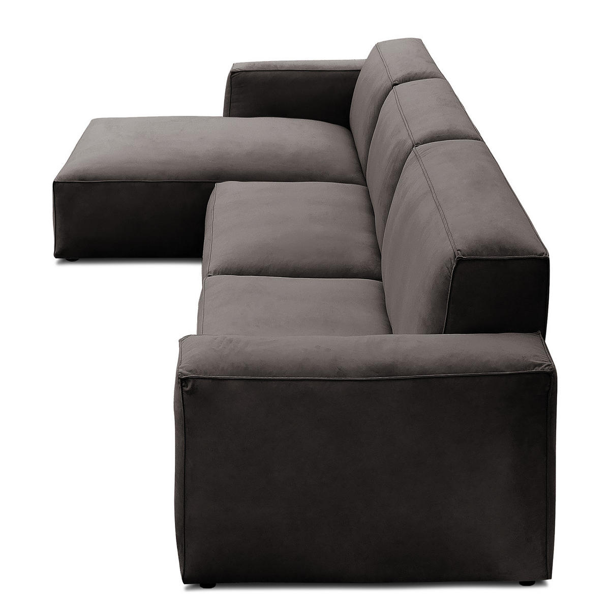 ECKSOFA mit Longchair - Graubraun/Schwarz, Kunststoff/Textil (345/170cm) - home24