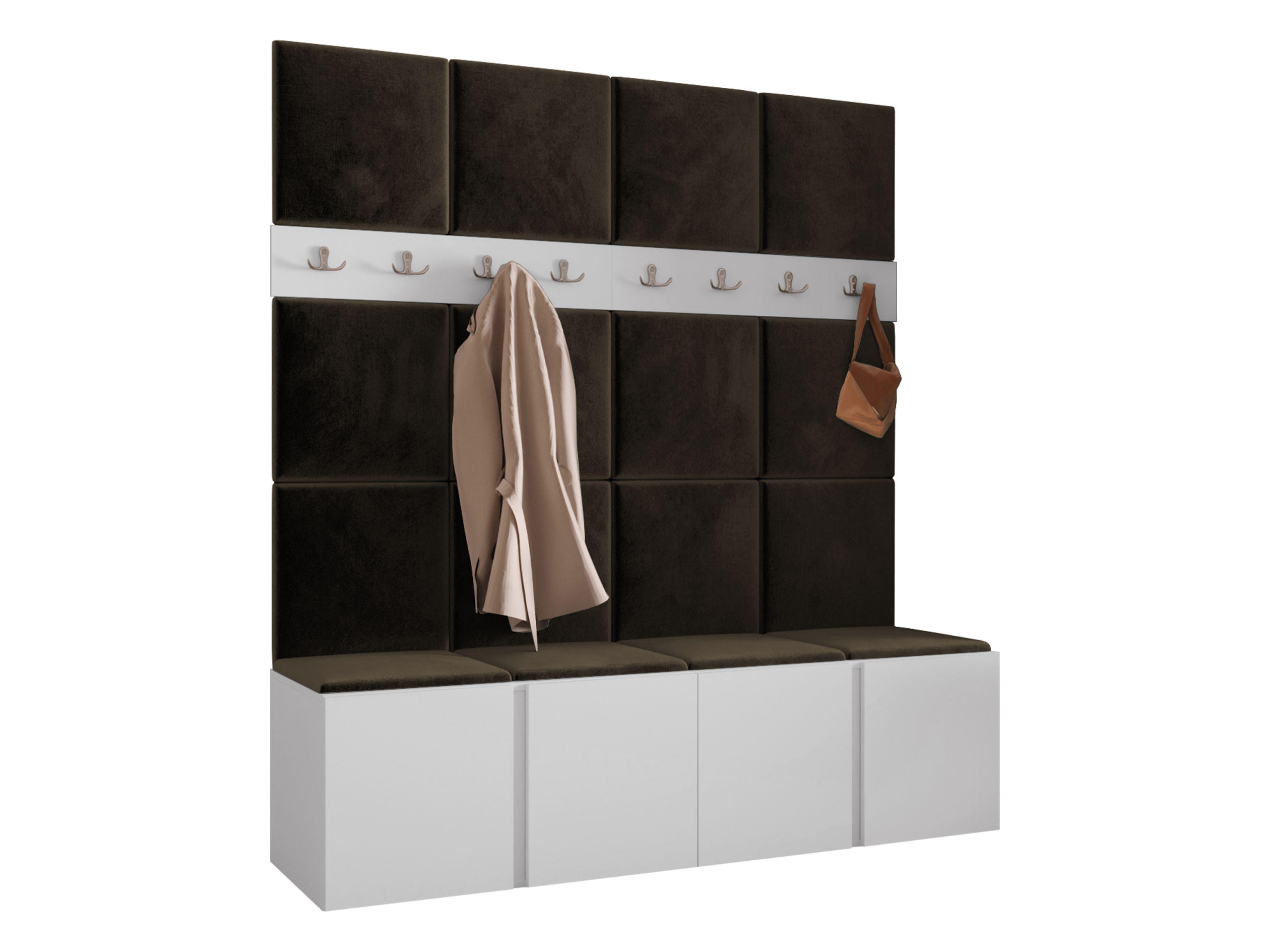 GARDEROBEN-SET Orion V - Weiß/Braun, Holzwerkstoff/Kunststoff (168/186/46cm) - MIRJAN24