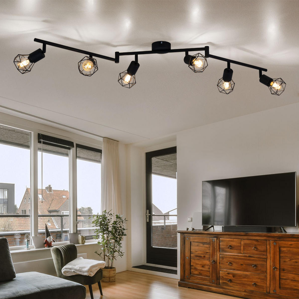 DECKENLEUCHTE XARA I Schwarz Matt - Schwarz, Metall (120/8/22cm) - Globo Lighting