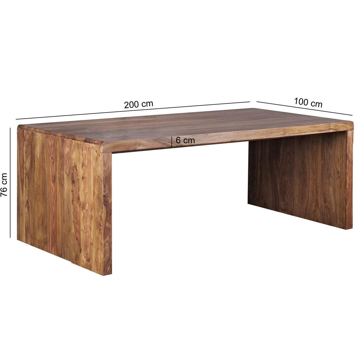 COMPUTERTISCH AKSU Sheesham - Braun, Holz (100/200/76cm) - tinkaro