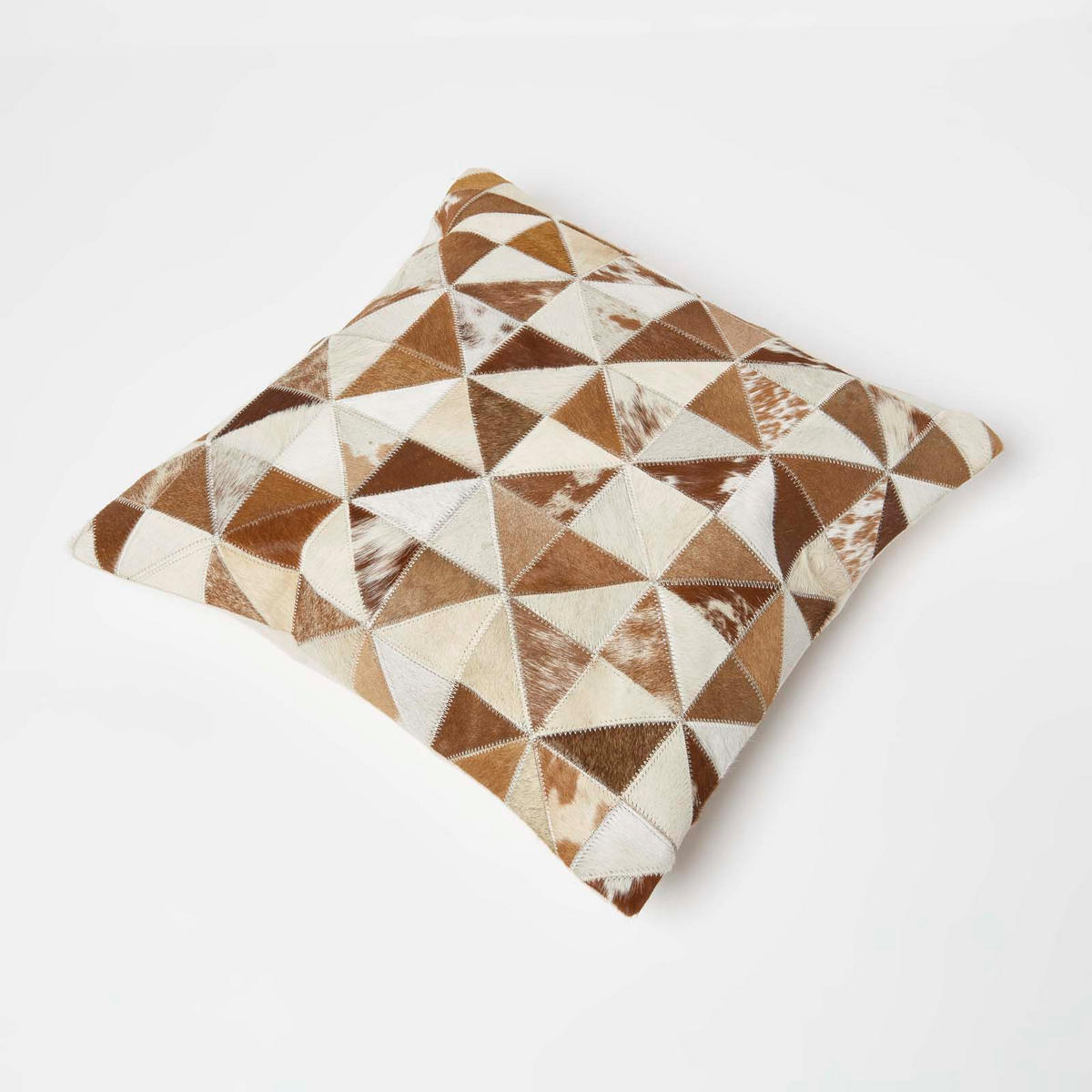 PATCHWORK-KISSEN Fell & Leder 45/45 cm geometrisch - Multicolor, Leder/Textil (45/45cm) - Homescapes