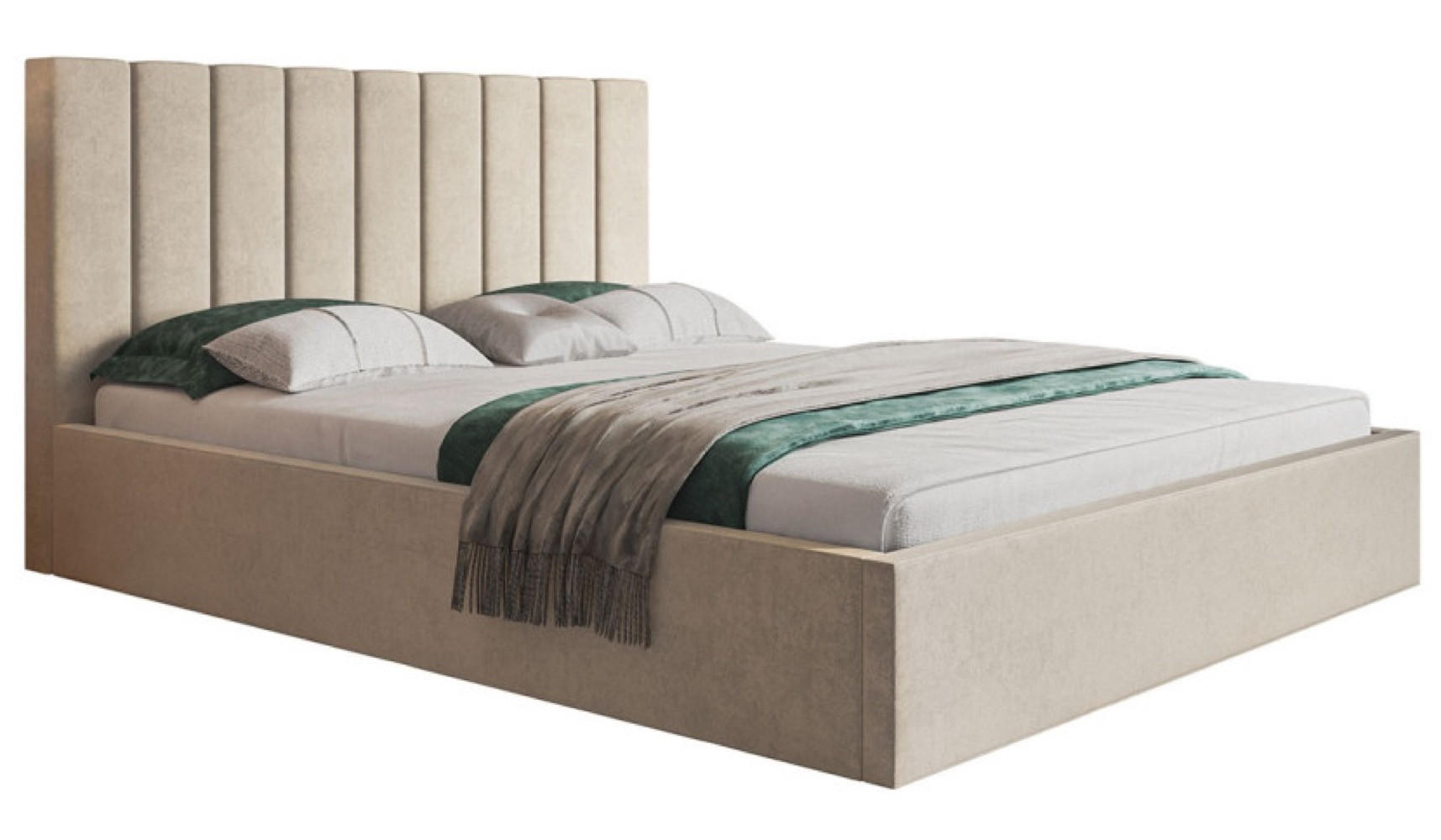 BETT Beige SIM 9 Gepolstert 180x200 cm - Beige/Schwarz, Kunststoff/Textil (180/200cm) - Sepro Meble