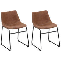 ESSZIMMERSTUHL 2er-Set Polsterbezug Braun Batavia - Braun, Textil/Metall (45/74/44cm) - Beliani