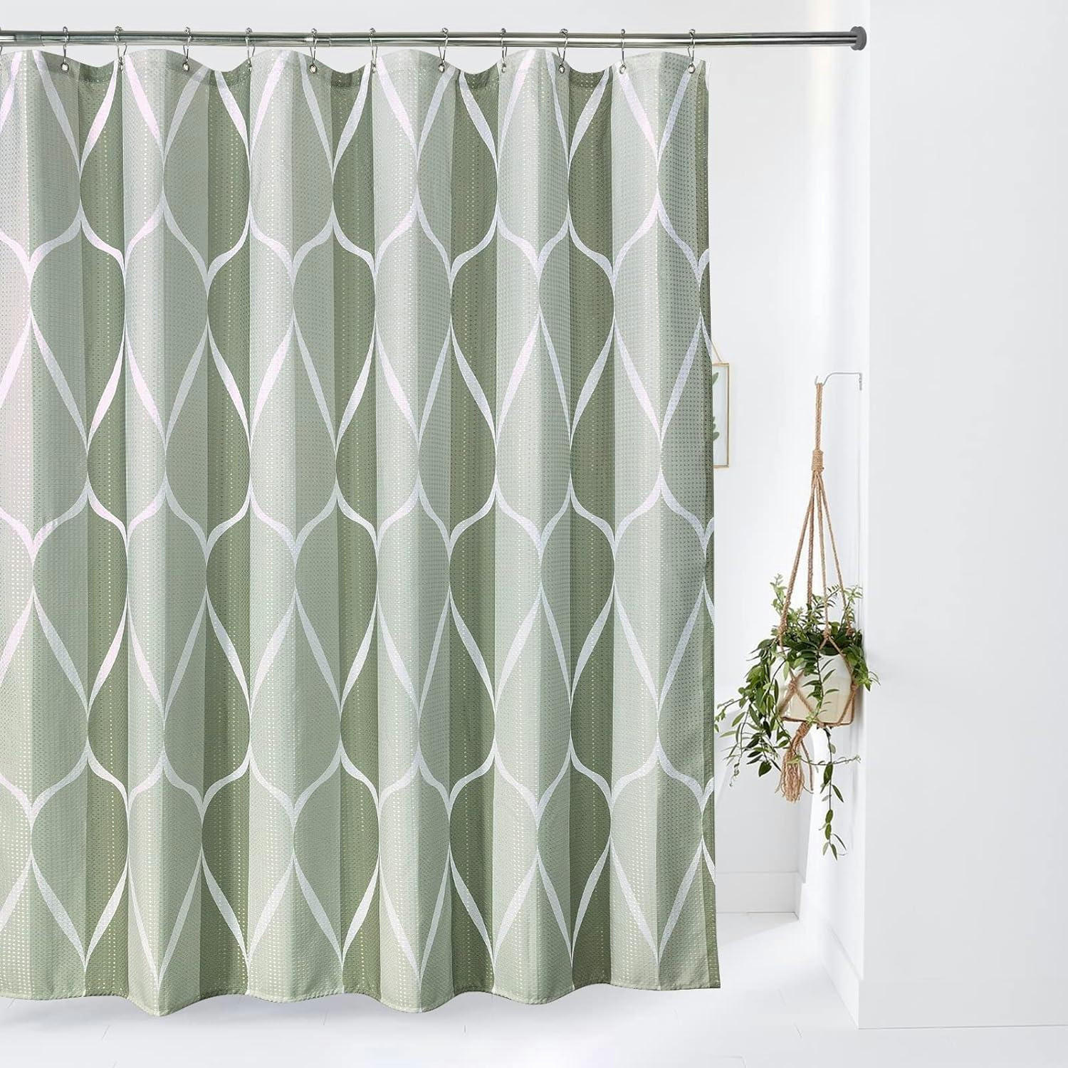 DUSCHVORHANG Stoff Grün 182 x 182 cm - Grün, Textil (182/182cm)