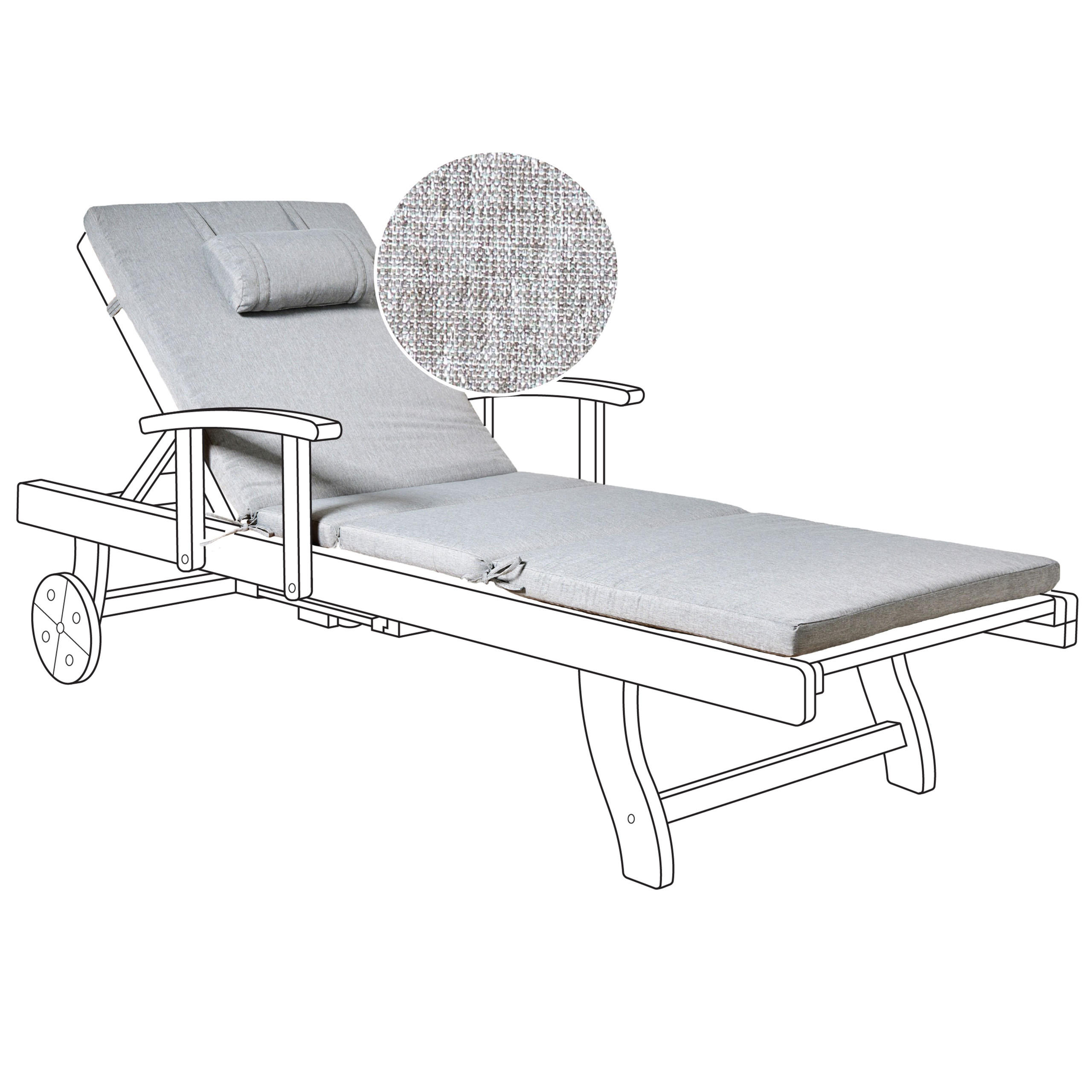 Liegenauflage Grau meliert 58/189 cm Toscana/Java/Amantea Premium - Grau, Textil (189/5/58cm) - Beliani