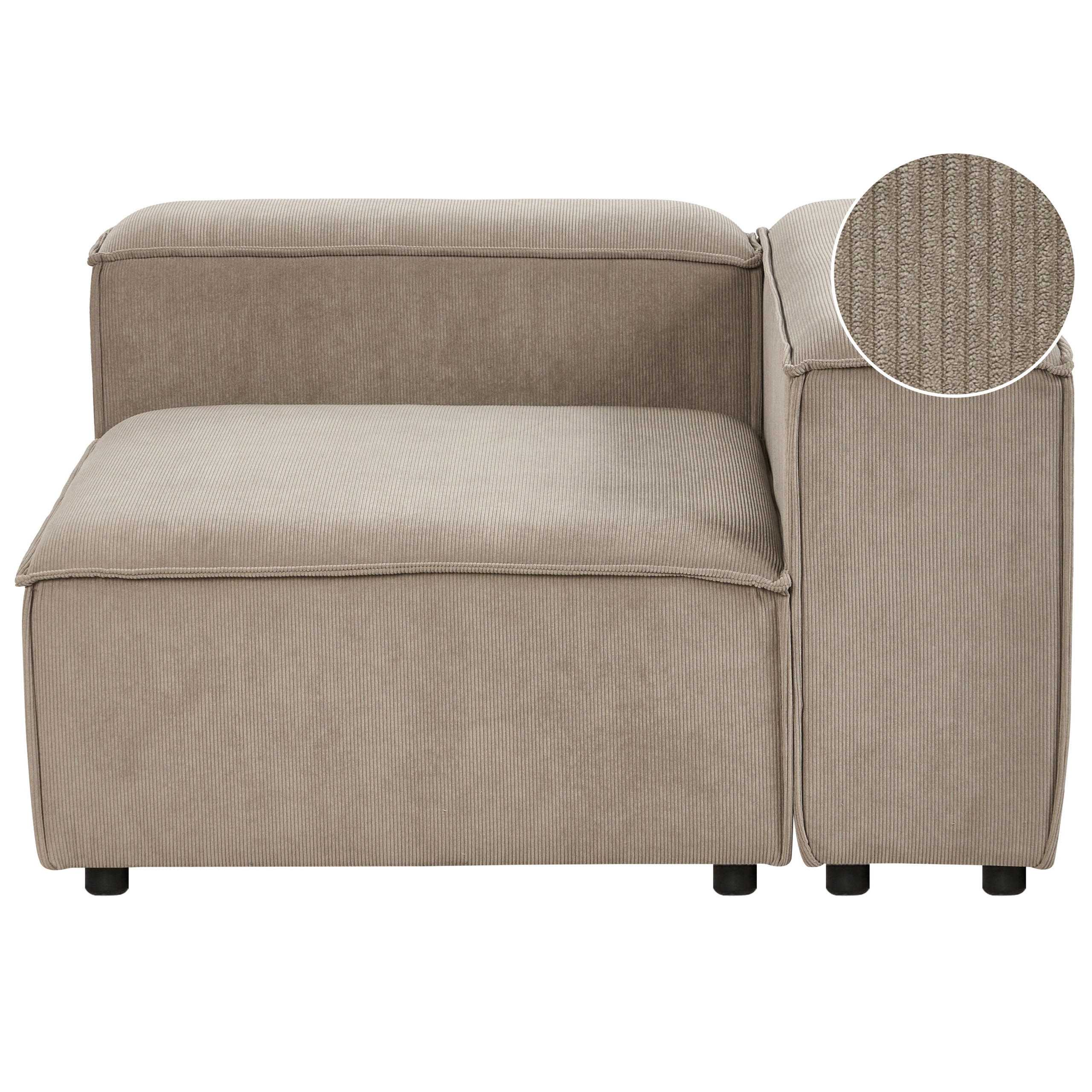 ECKMODUL Cord Hellbraun linksseitig Ardal - Hellbraun/Schwarz, Textil (120/68/120cm) - Beliani