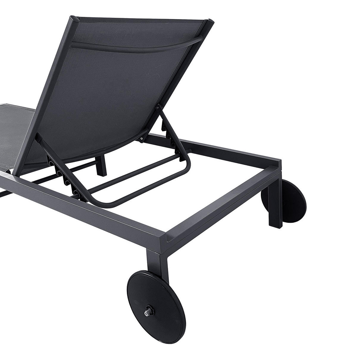 GARTENLIEGE - Aluminium / Textilene - Verstellbar - Anthrazit, Textil/Metall (65/30/195cm) - home24