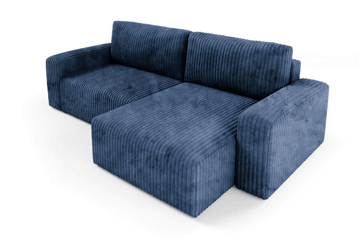 ECKSOFA mit Schlaffunktion Cord Blau - Blau, Textil (244/149cm) - Furnisell