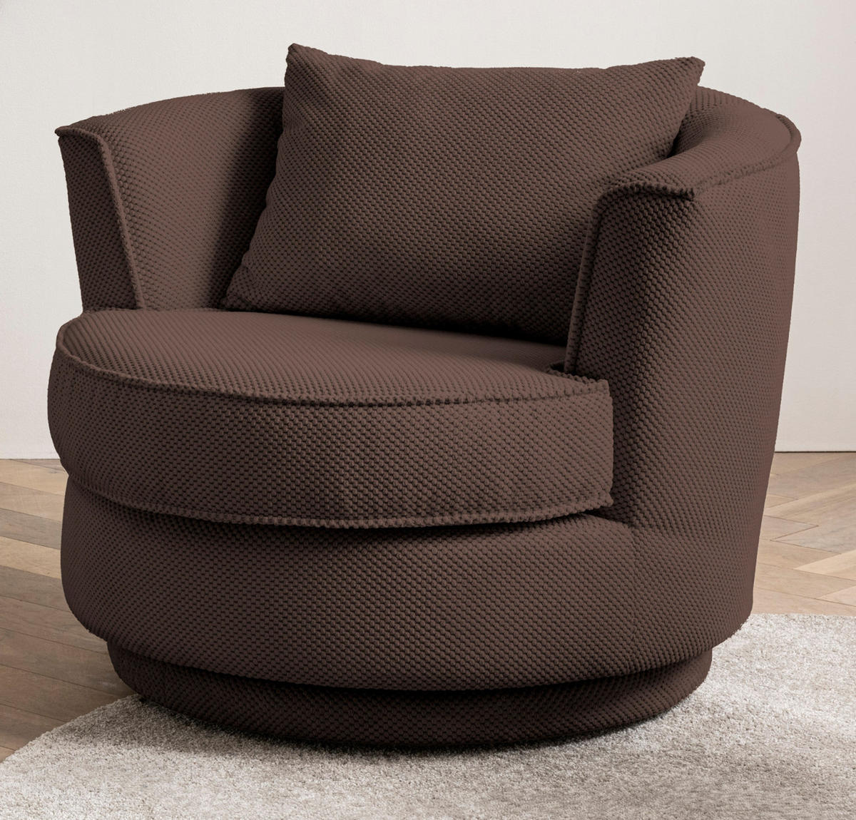 DREHSESSEL braun Web-Velours, Sessel 360° drehbar inklusive Kissen - Braun, Kunststoff/Textil (95/77/95cm)