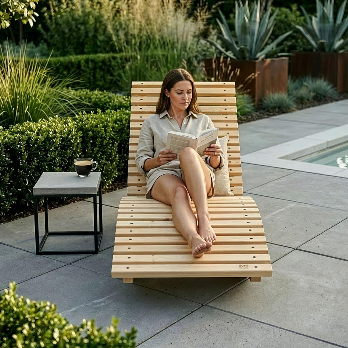 WELLENHOLZLIEGE WOLGA - 60 cm - Naturfarben, Holz (60/82/188cm) - Home Deluxe
