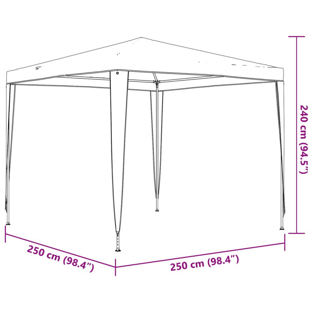 PROFI-PARTYZELT 2.5/2.5 M Anthrazit 90 G/M² - Anthrazit, Kunststoff (250/240/250cm) - vidaXL