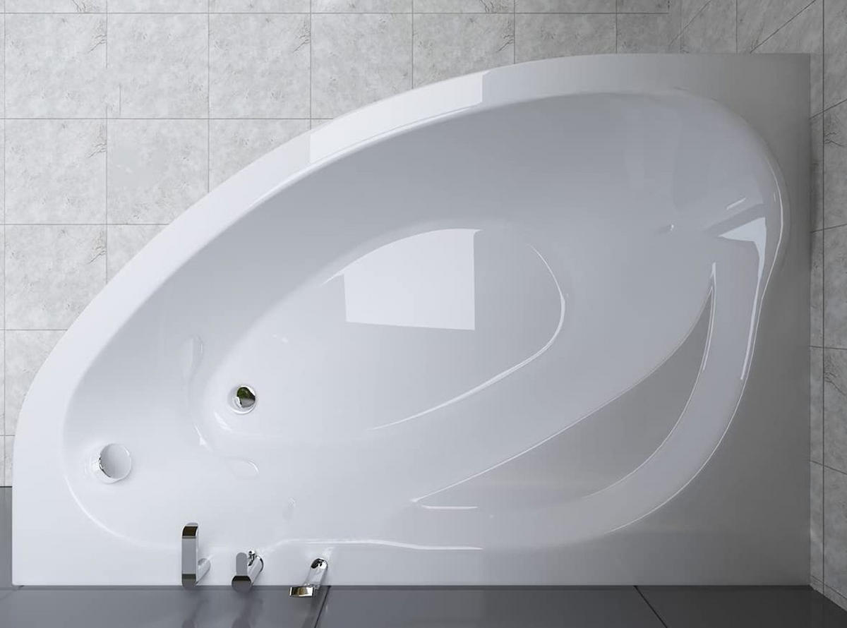BADEWANNE Eckwanne MAREA 150/100 Links mit Styro Ablauf Füße - Weiß, Kunststoff (100/57.5/150cm) - bad land