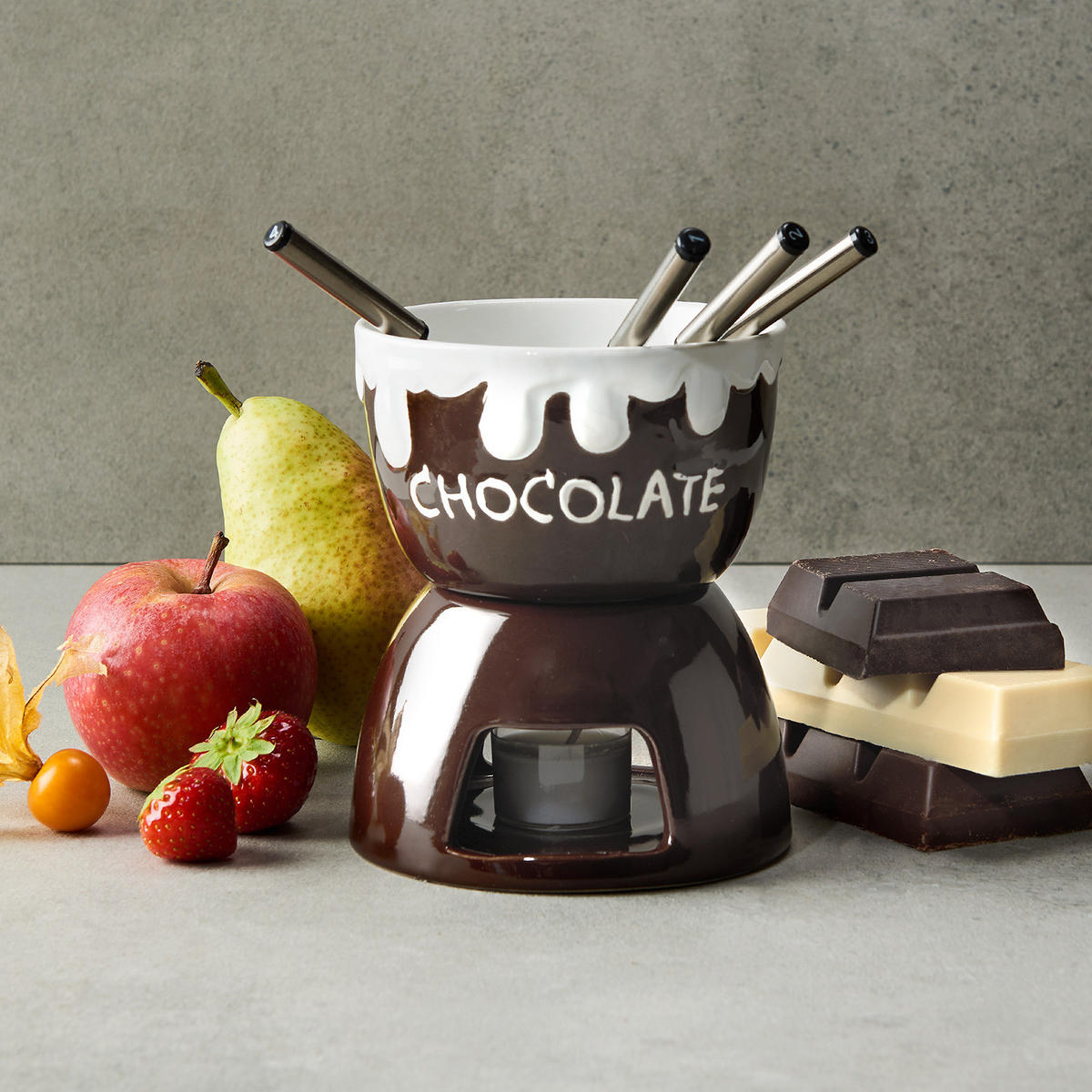 SCHOKOLADEN-FONDUE (12er Set) Chocolate Love - Braun, Metall (12/15cm) - Butlers
