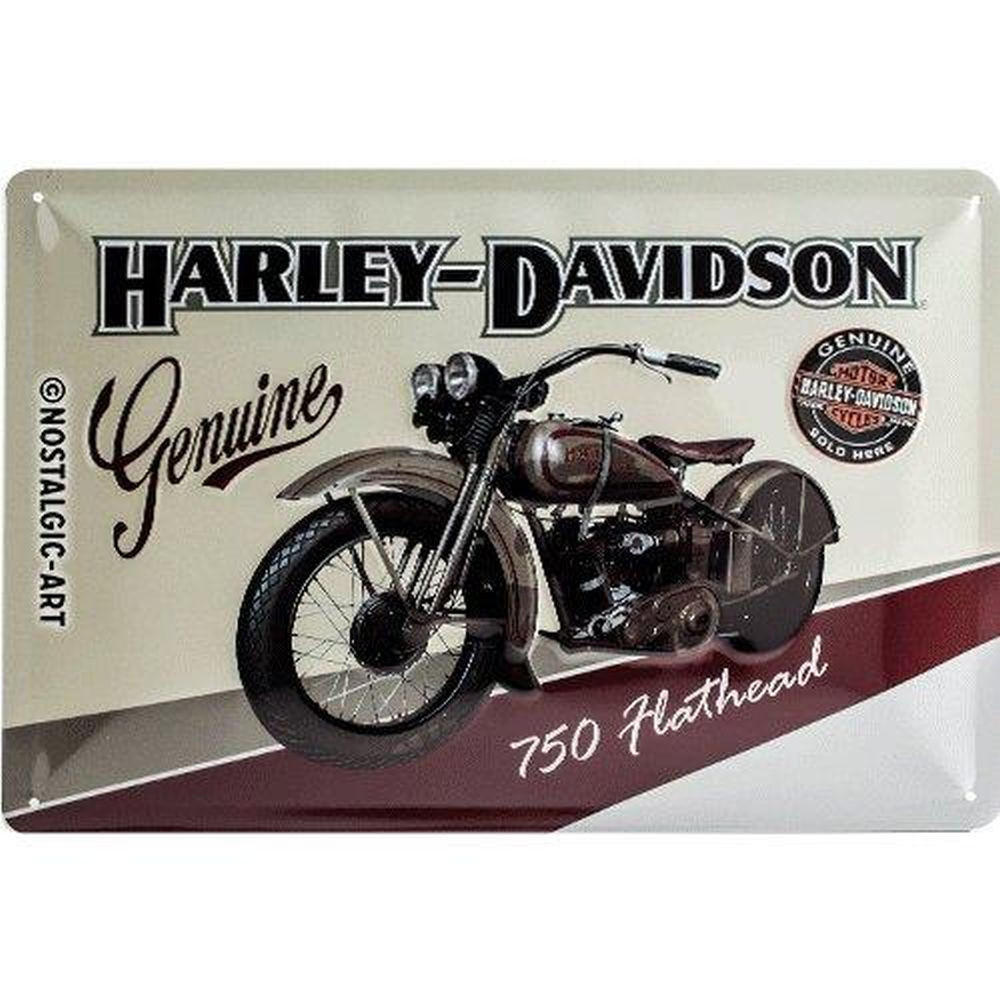 BLECHSCHILD 20/30 cm Harley-Davidson Flathead - Multicolor, Metall (30/20/0.2cm) - Nostalgic-Art