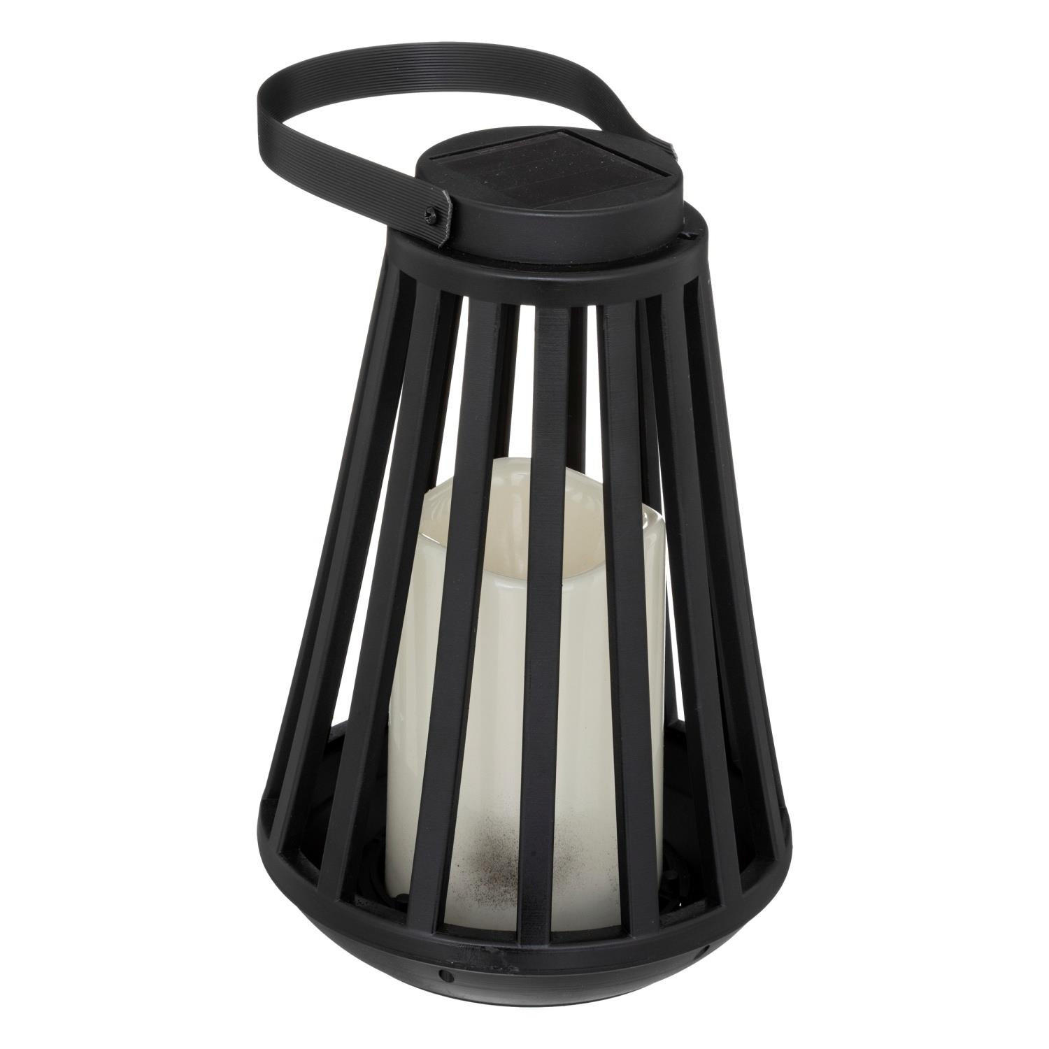 SOLAR-LATERNE Brit Flammen-Effekt H. 21,5 cm - Schwarz, Kunststoff (14.5/21.5/14.5cm) - Atmosphera Createur d´interieur