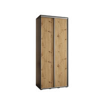 SCHWEBETÜRENSCHRANK 235,2/110/60 2-türig - Silberfarben/Schwarz, Holz/Metall (110/235/60cm) - Abiks Möbel
