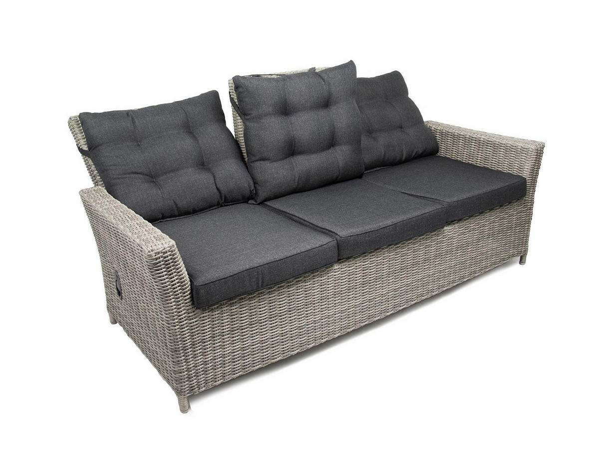 GARTEN-SITZGRUPPE Asti Grau Polyrattan für 7 Personen - Grau, Naturmaterialien - Green Spirit