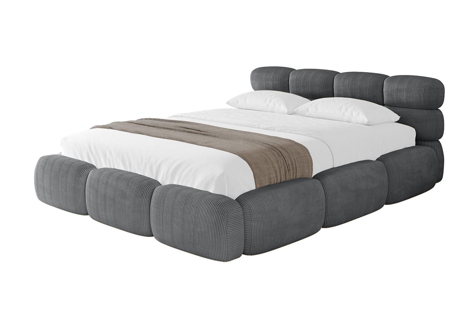 POLSTERBETT mit Bettkasten und Lattenrost, Boxbett ohne Matratze - NOMA 180x200 Dunkelgrau - Dunkelgrau, Holzwerkstoff/Textil (180/200cm) - ALTDECOR