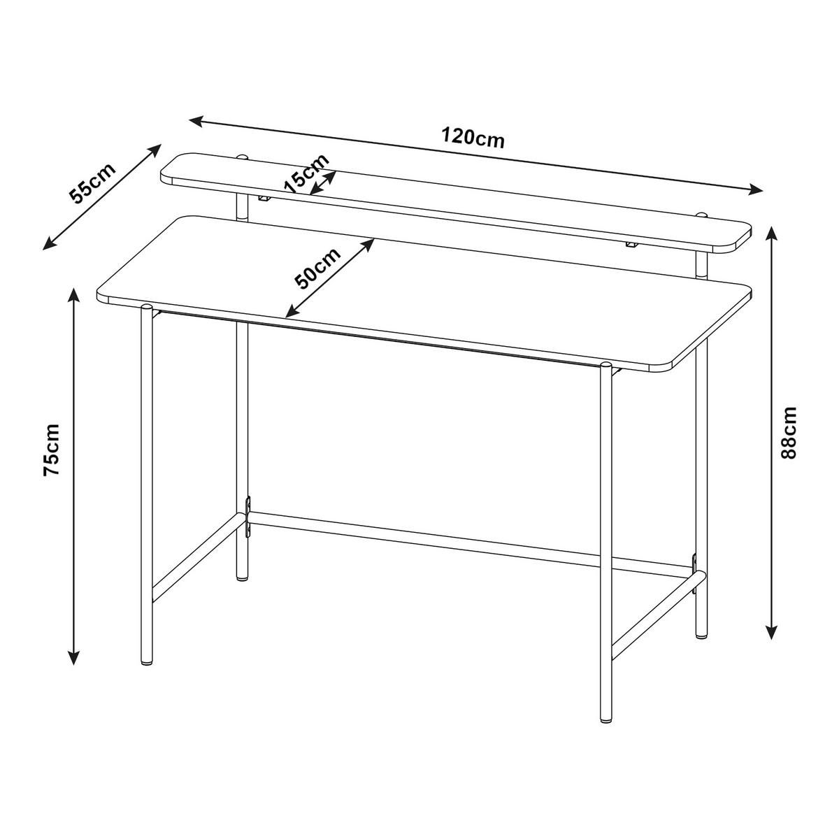 SCHREIBTISCH Samnanger - Schwarz, Holzwerkstoff/Metall (55/120/88cm) - [en.casa]