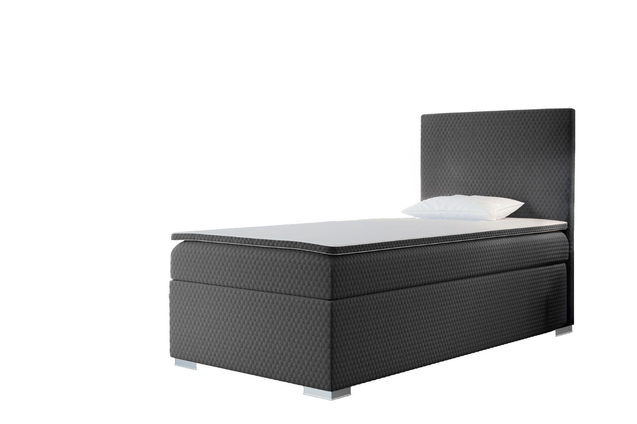 BOXBETT Mit Bettkasten Matratze Topper ICON Grau 100x200 cm Rechts - Grau, Holz (100/200cm) - Kaiser Möbel