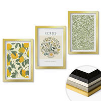 WANDBILDER 3er Set - 20x30 cm Goldrahmen - Zitronen mit Kräutern und Blättern - Goldfarben, Kunststoff (20/30cm) - ArtPrintCave