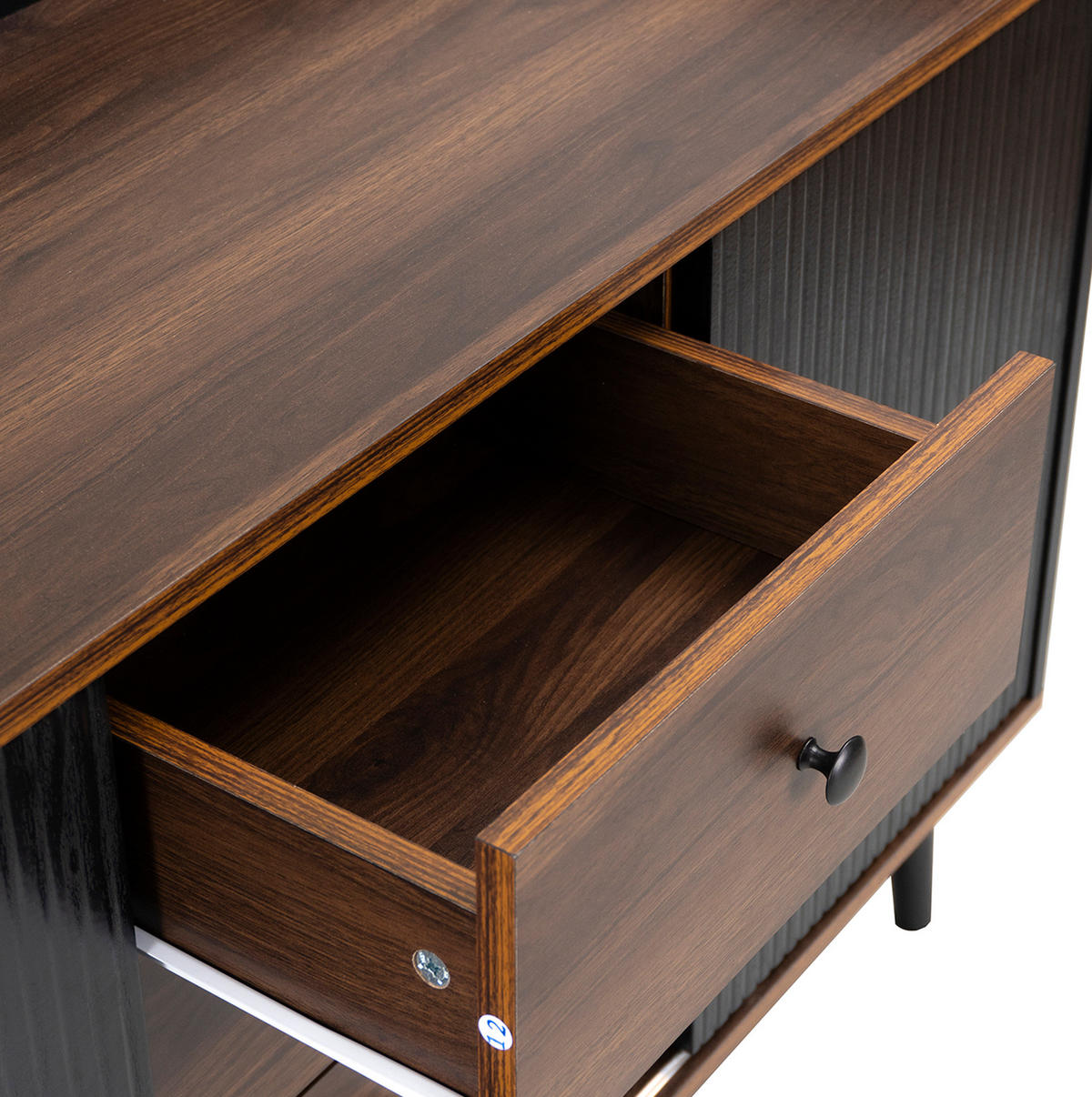 SIDEBOARD aus MDF/Spanplatte (E1) in Schwarz mit Schiebetüren und Schubladen, 117,5/40/80 cm, Schwarz - Schwarz, Holzwerkstoff (40/80/117.5cm) - Redom