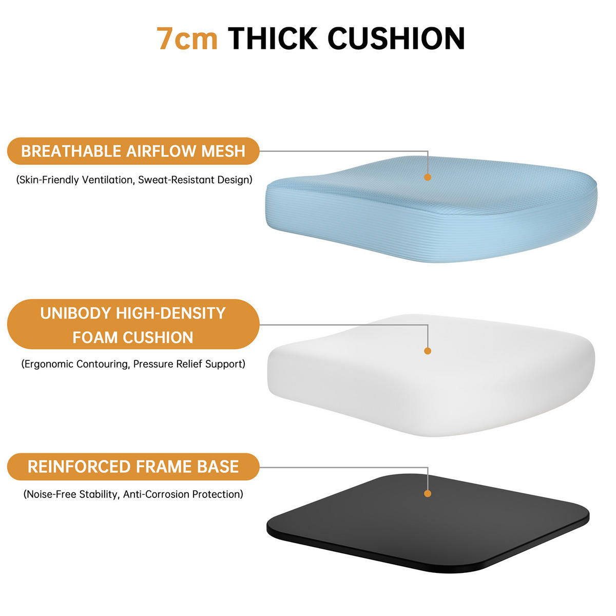 BÜROSTUHL ergonomisch Weiß-Blau mit Lendenstütze - Blau, Metall (58.5/28.5/61cm) - Rattrix