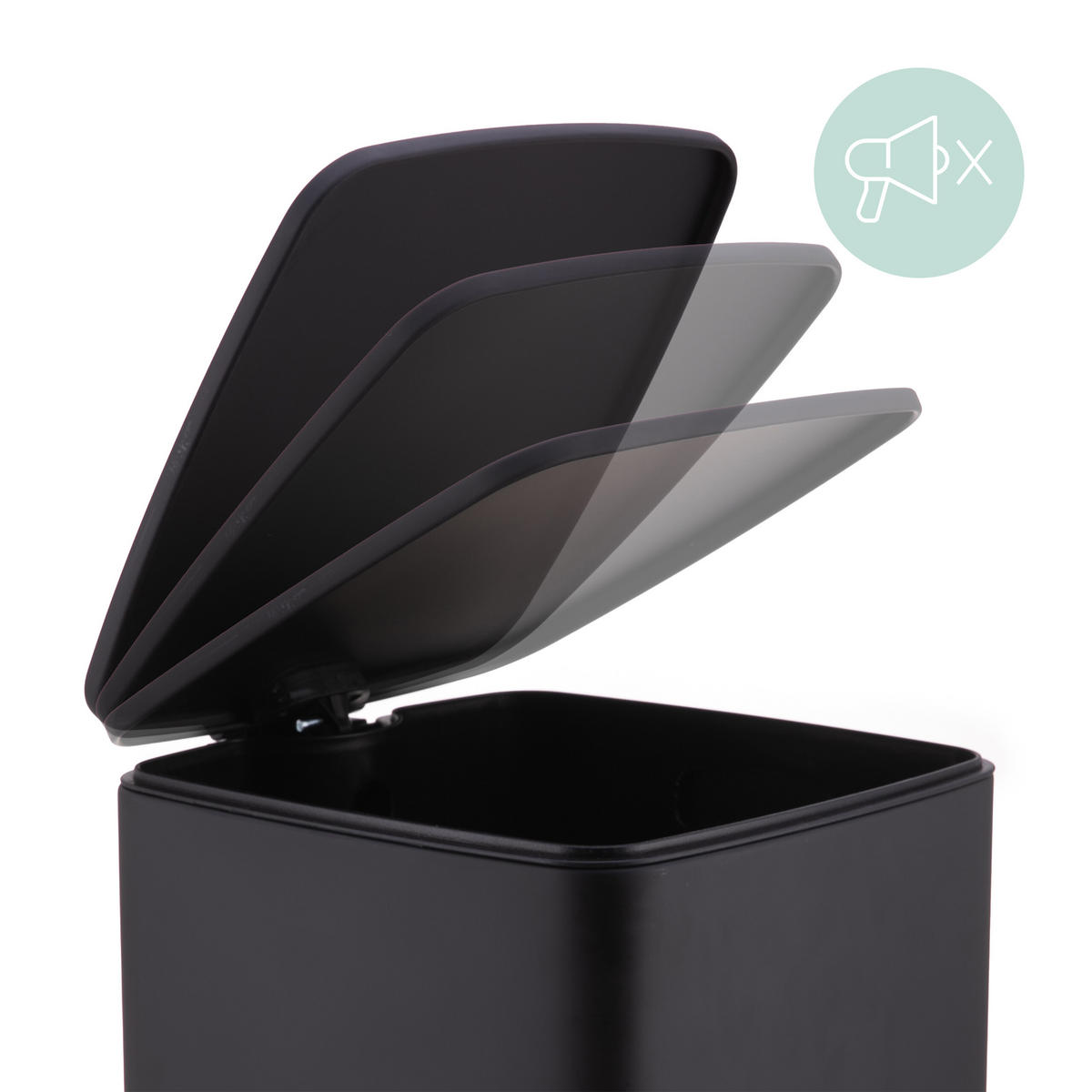 MÜLLEIMER - Schwarz, Kunststoff/Metall (29/40/34cm) - Relaxdays