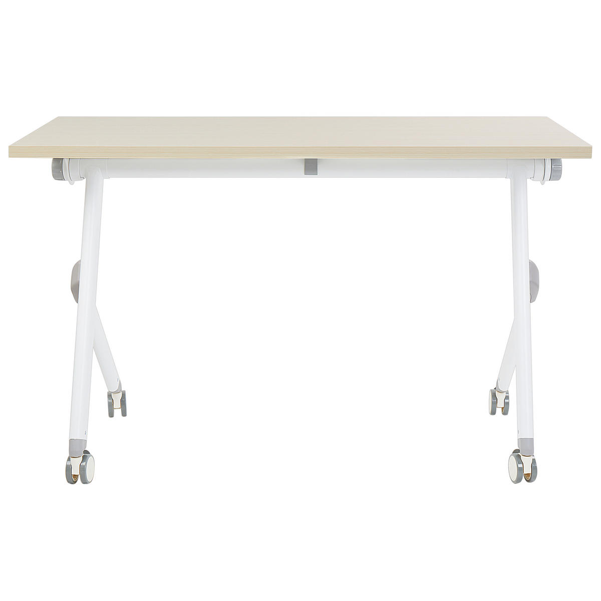 SCHREIBTISCH Zusammenklappbarer Hellbraun 120/60 cm mit Rädern Bendi - Braun/Weiß, Holzwerkstoff (60/120/75cm) - Beliani