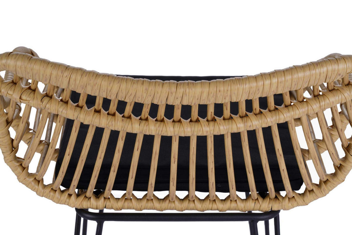 BARHOCKER BERIDIS Boho, schwarz/beige - Beige/Schwarz, Kunststoff (104/41/47cm) - KONSIMO®
