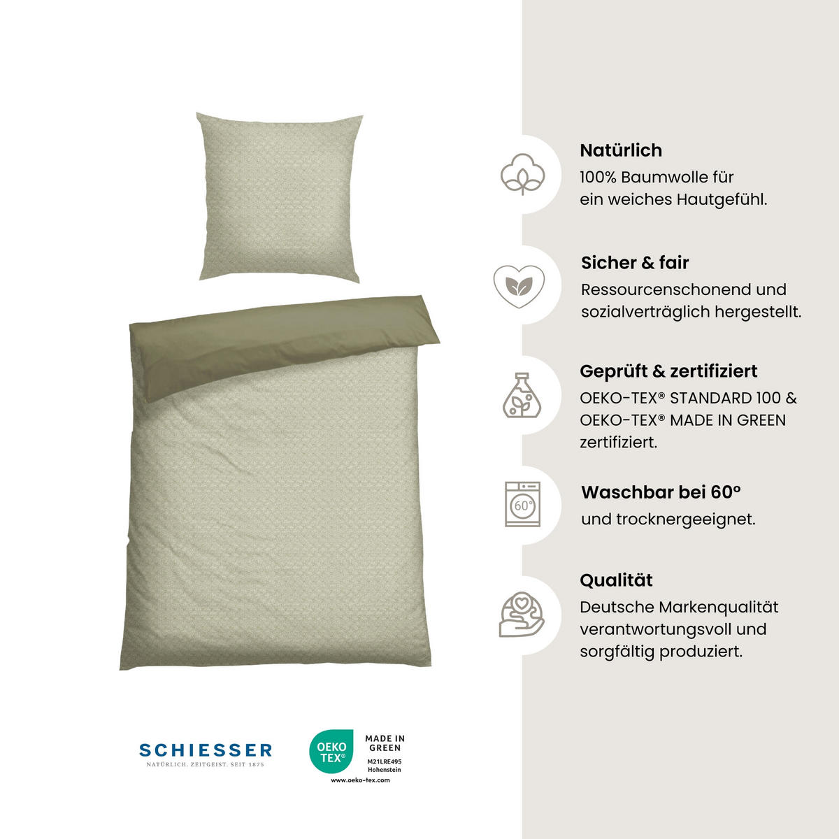 BETTWÄSCHESET Ethno - Renforcé - 2-teilig - 135 x 200 cm - Grün - Grün, Textil (135/200cm) - SCHIESSER