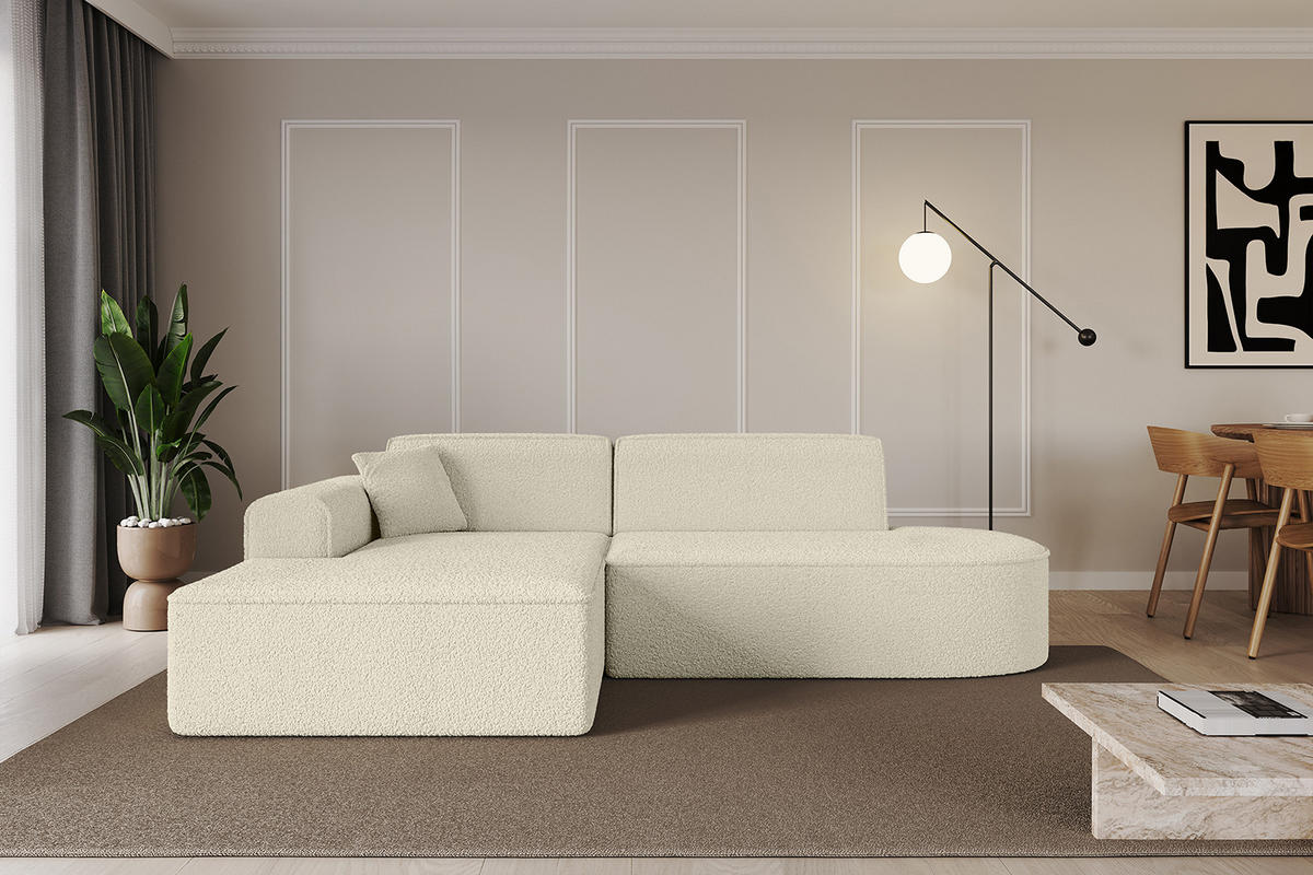 ECKSOFA Ottomane Links IREA-L1-v3 - 232x165x77 cm Beige - Hellbraun/Creme, Holzwerkstoff/Textil (232/165cm) - ALTDECOR
