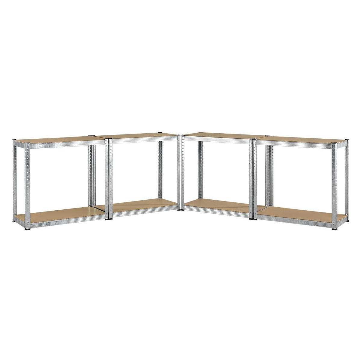 LAGERREGAL Easy verzinkt 160x80x40 cm (2er-Set) - Silberfarben, Metall (80/160/40cm) - Juskys