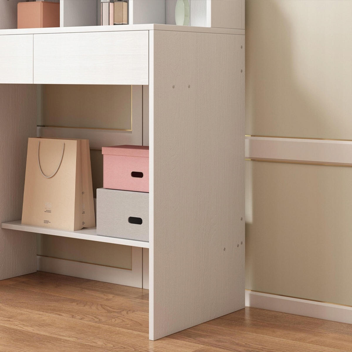 SCHMINKTISCH weißer 40/80/145 cm - Weiß, Holzwerkstoff (80/145/40cm)