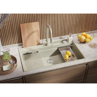 SPÜLBECKEN Oslo Pocket, 2-er set Beige 88/53 cm 1 Becken + Ablauf-Set + Küchenzubehörset ab 90er Unterschrank - Chromfarben/Beige, Kunststoff (88/20/53cm) - Primagran