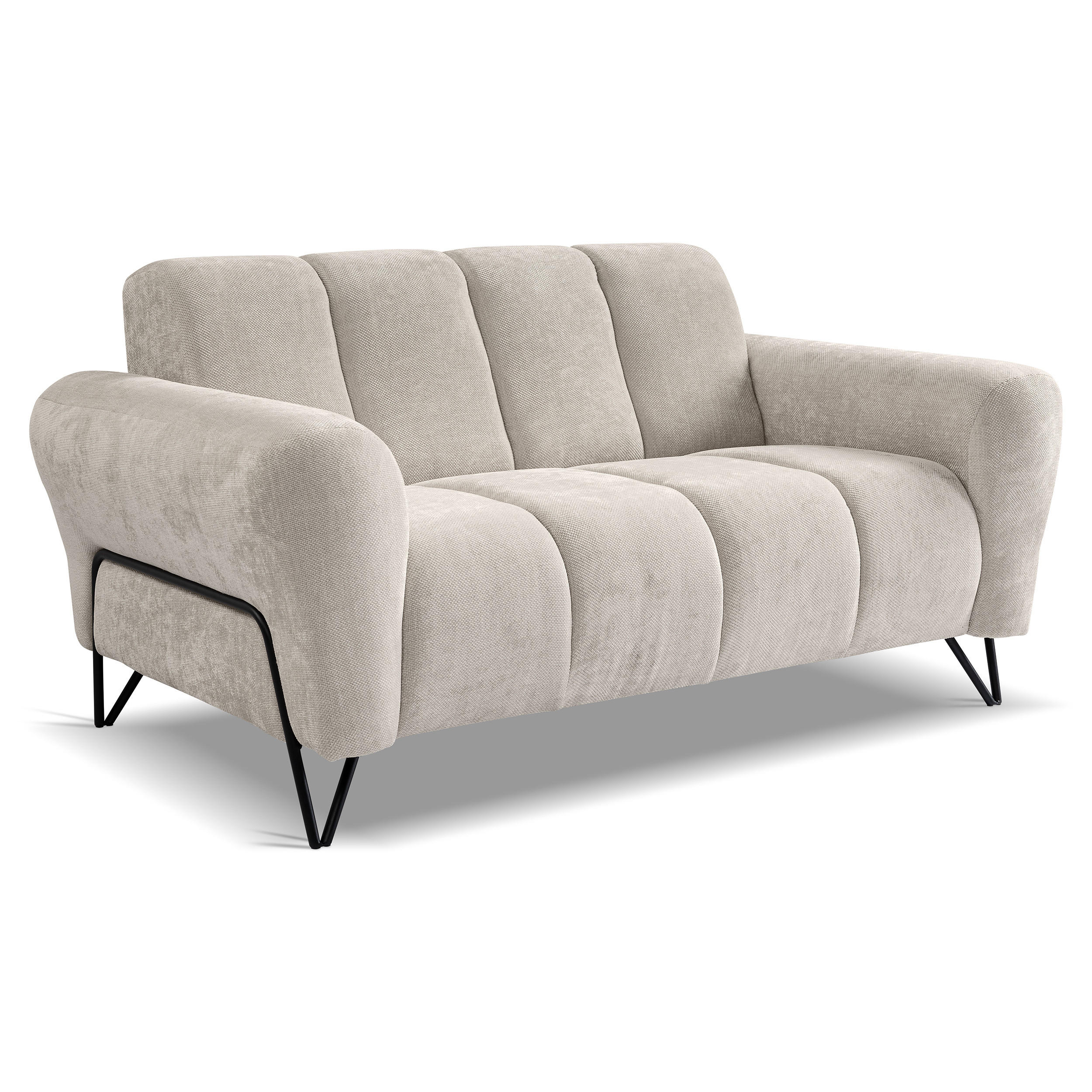 2-SITZER SOFA Volare ohne Schlaffunktion Creme - Creme/Schwarz, Textil/Metall (160/83/98cm) - Beautysofa