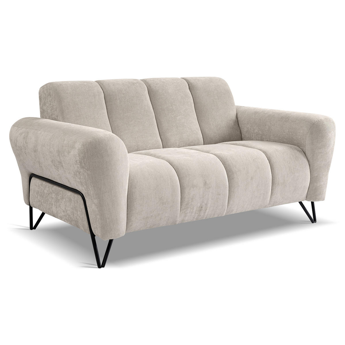 SITZGARNITUR Volare Sofas+Sessel, ohne Schlaffunktion, Creme - Creme, Textil/Metall (220/83/98cm) - Beautysofa