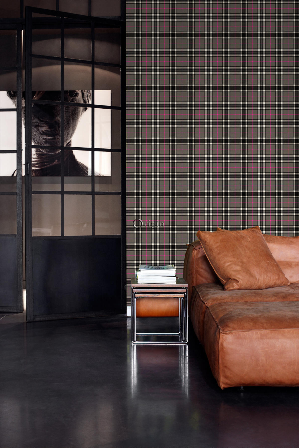 TAPETE Karomuster 53 cm x 10.05 m - Schwarz, Papier (53/1000cm) - Origin Wallcoverings