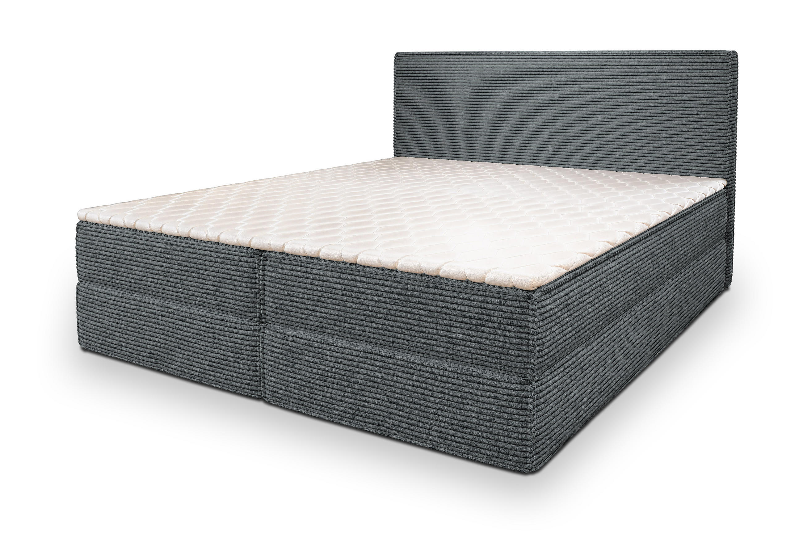 BOXBETT PELLIO 180x200 cm mit Matratze und Topper - Grau - Grau, Holz (180/200cm) - MASSENO