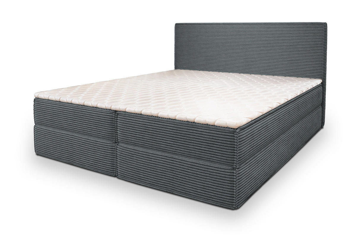 BOXBETT PELLIO 180x200 cm mit Matratze und Topper - Grau - Grau, Holz (180/200cm) - MASSENO