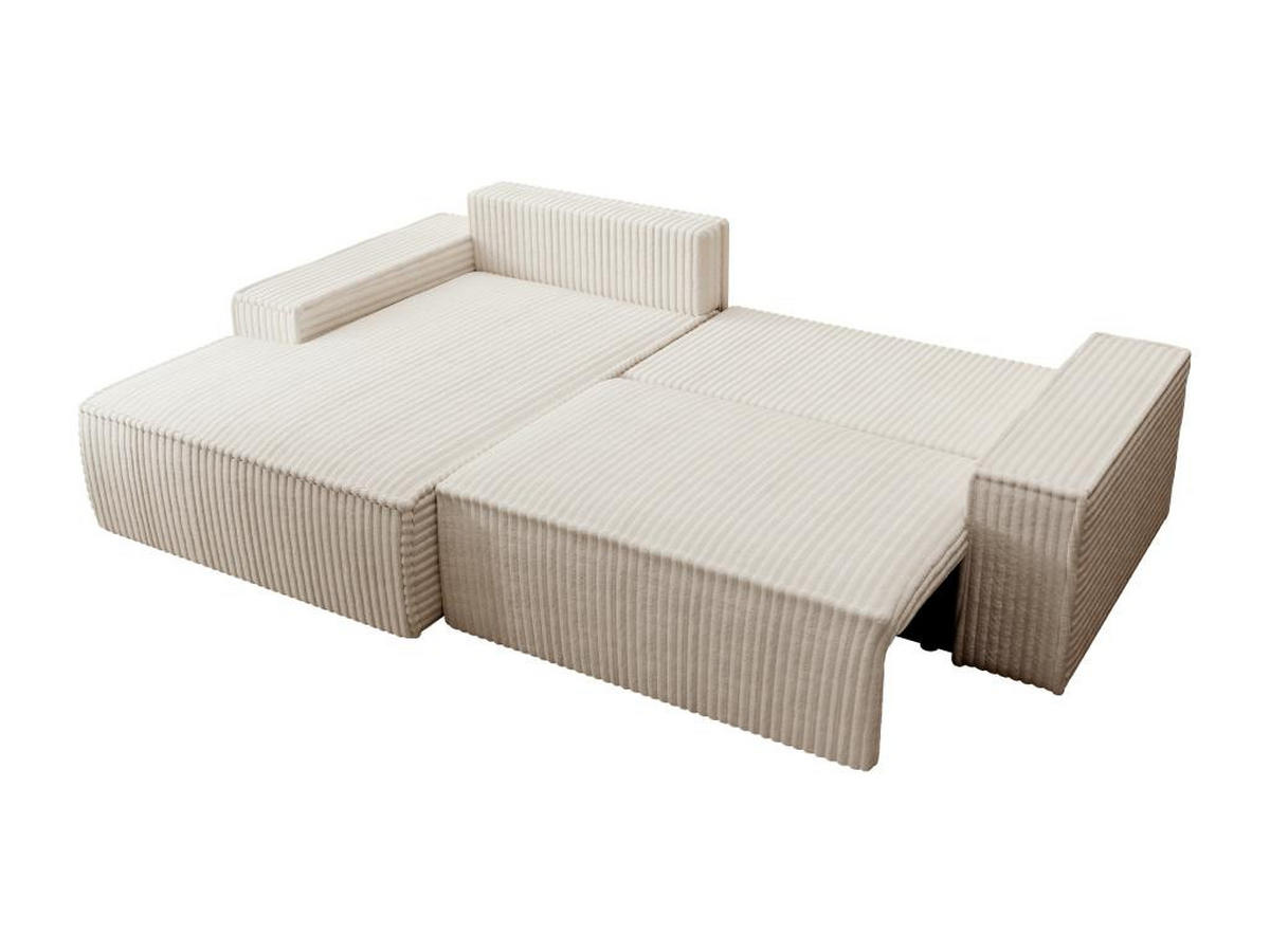 ECKSOFA mit Schlaffunktion - Ecke links - grob gerippter Cord - Beige - AMELIA - Beige, Textil (167/267cm) - Vente-Unique
