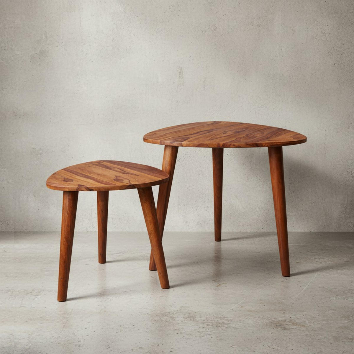 BEISTELLTISCH Set – 2-teilig Massivholz rustikal Landhausstil - Braun, Holz (60/60/54cm) - KADIMA DESIGN