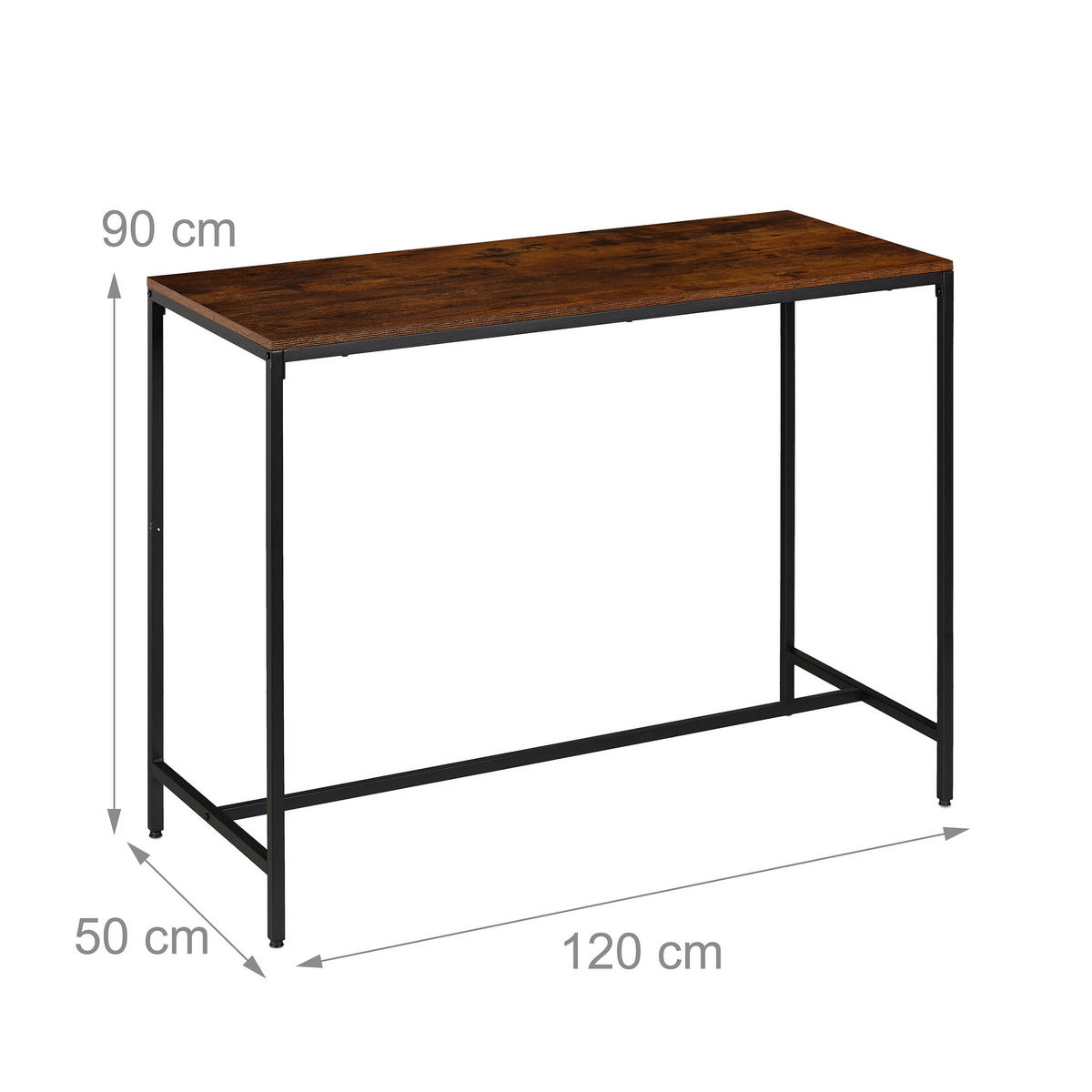 3-tlg.BARTISCH-SET - Multicolor, Holzwerkstoff/Metall (50/120/90cm) - Relaxdays