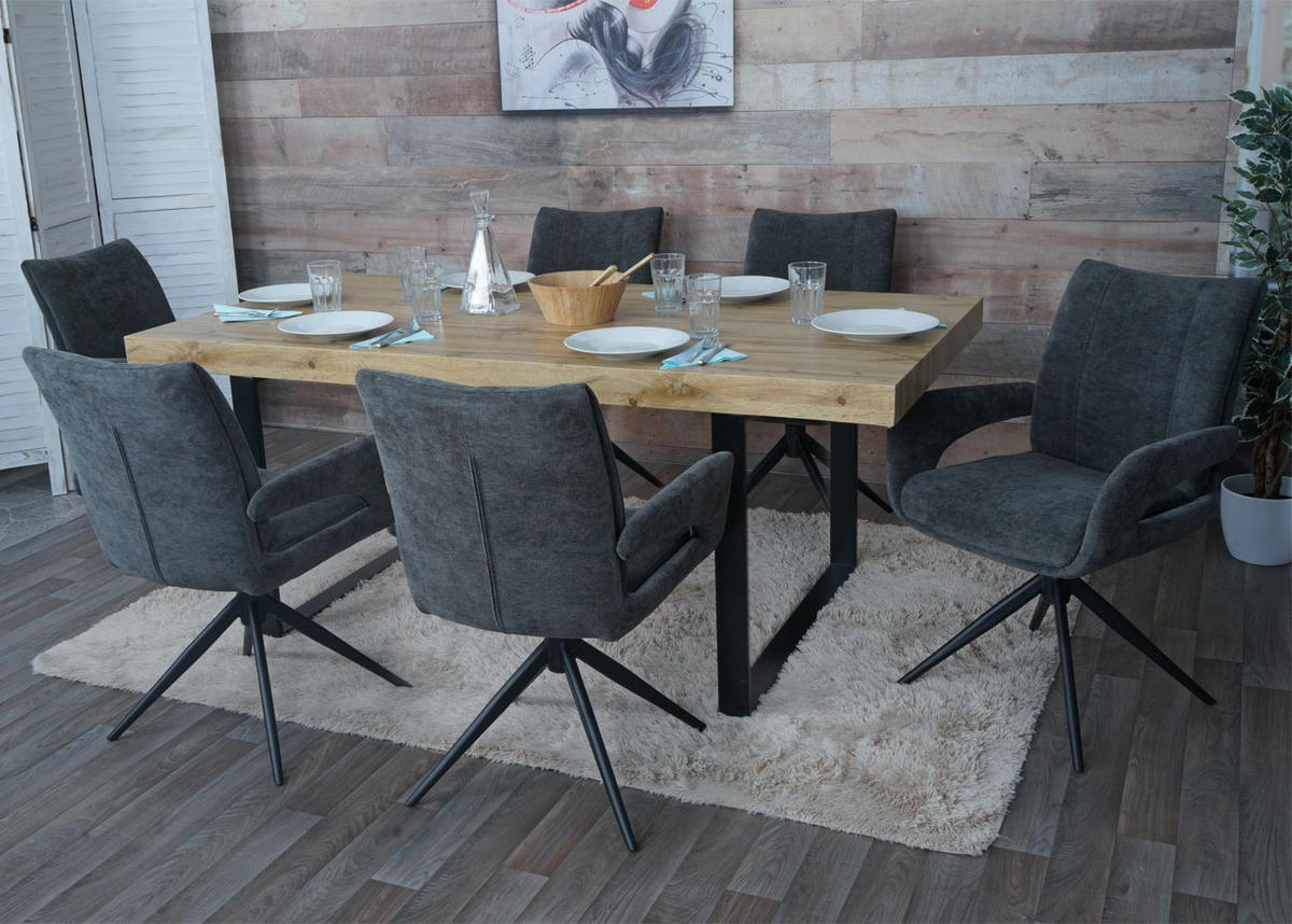 ESSZIMMERSTUHL Grau 6er-Set - Grau, Textil (60/90/60cm) - MCW