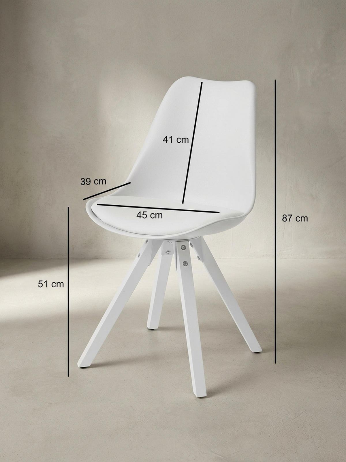 ESSZIMMERSTUHL 2er Set Kunstlederbezug mit Holzgestell Modern gepolstert, Weiß 52x49x87 cm - Weiß, Holz/Kunststoff (52/87/49cm) - KADIMA DESIGN