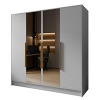 SCHRANK Weiß LUSO Mit Spiegel Und Goldenen Griffen 200 g - Goldfarben/Weiß, Holzwerkstoff (200/200/51cm) - Sepro Meble