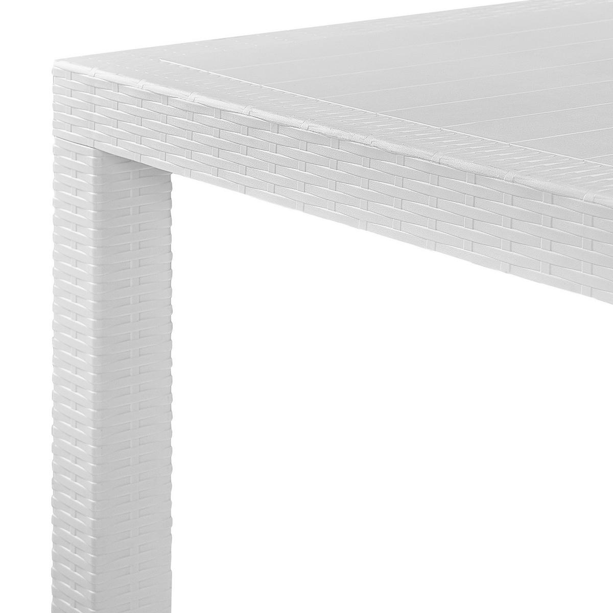 GARTENTISCH Rattanoptik weiß 80/80 cm Fossano - Weiß, Kunststoff (80/80/76cm) - Beliani