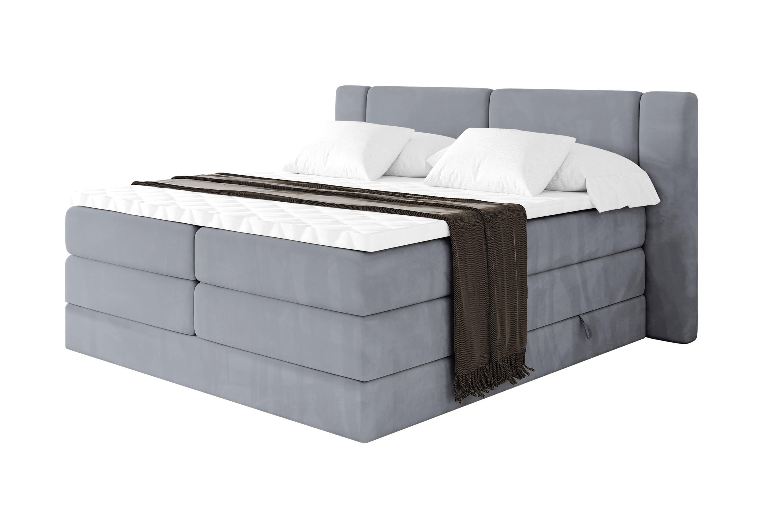 BOXSPRINGBETT mit Matratze H3/H4 - EVON KING - 140x200 cm Grau - Grau, Holzwerkstoff (140/200cm) - ALTDECOR