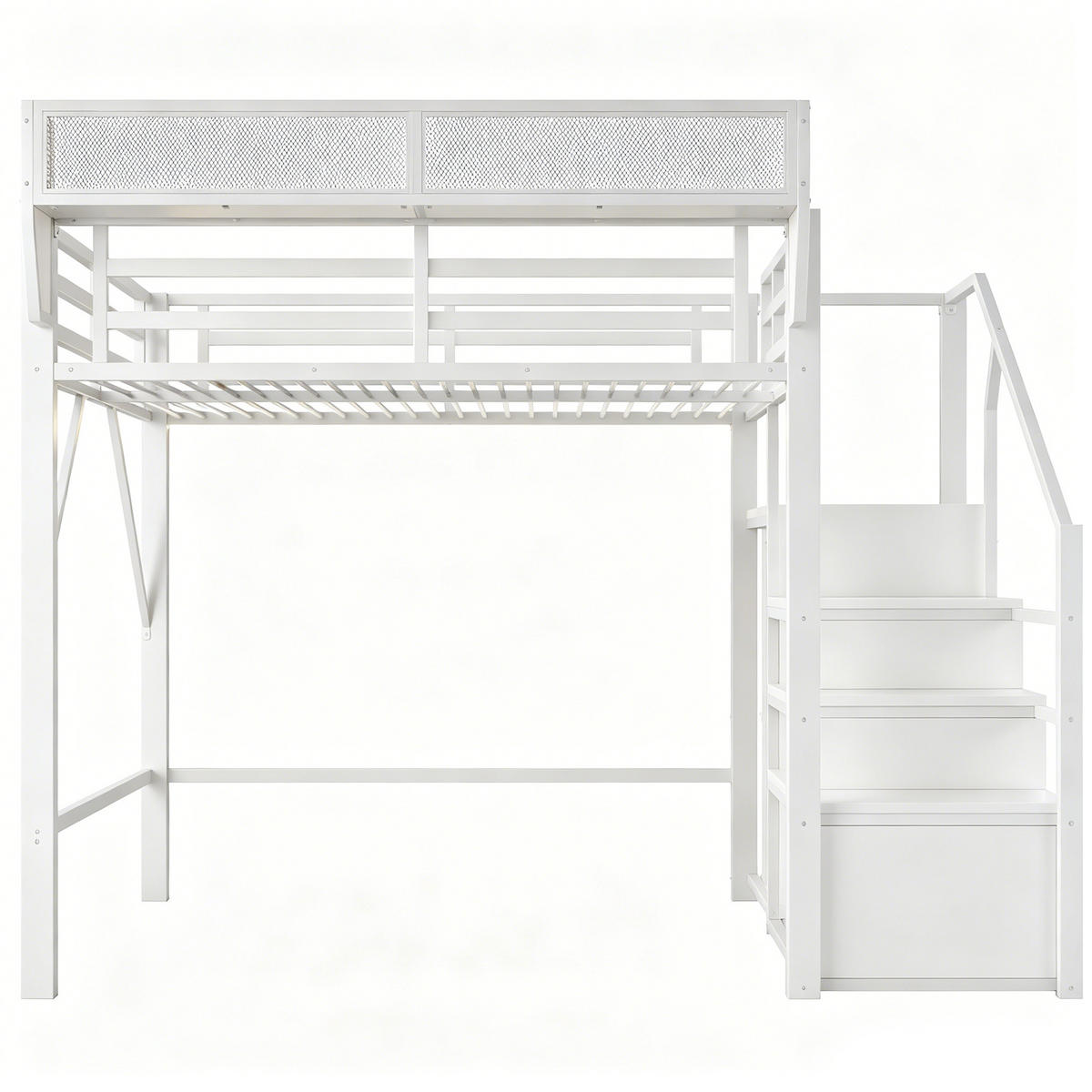 HOCHBETT mit LED-Lichtstreifen 140x200 cm Metall Weiß - Weiß, Metall (140/200cm) - Meubliv